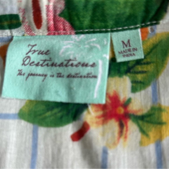 True Destinations Women’s Cover Up Resort Tropical Blue Floral Tunic Top. Size M - Picture 12 of 14